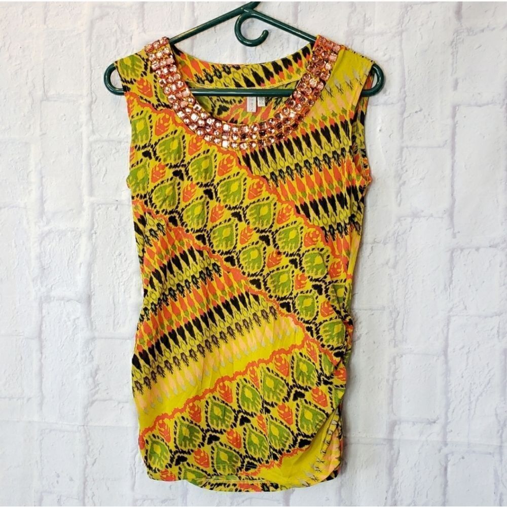 MADISON Vibrant Embellished Sleeveless Blouse Small